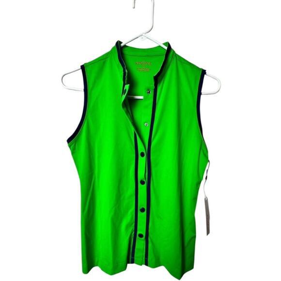 Kinona Golf & Life Green Sleeveless Button Down Shirt with Mandarin Collar Sz XS - Picture 1 of 8